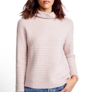 Madewell Belmont Wool Blush Pink Pastel Mockneck Ribbed Sweater L